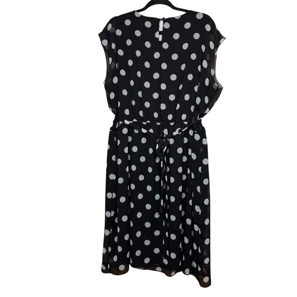 Emma Michelle black and white polka dots sleeveless ruffled neck dress 20W - Picture 3 of 5